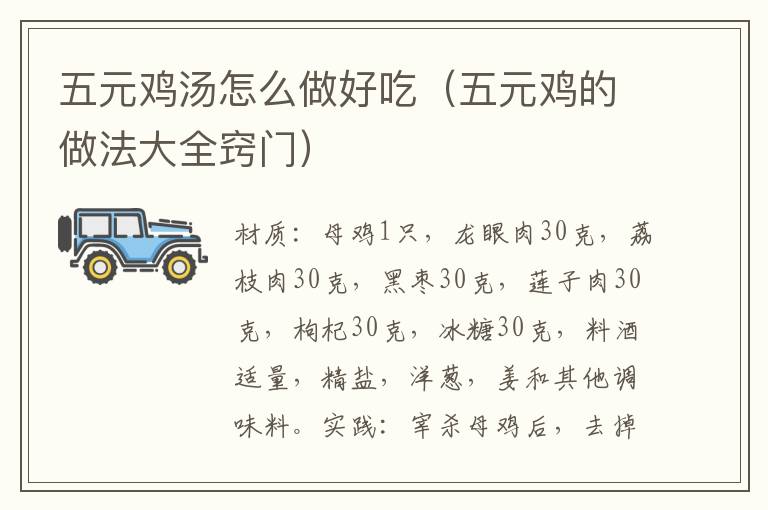 五元鸡汤怎么做好吃(五元鸡的做法大全窍门)