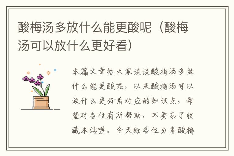 酸梅汤多放什么能更酸呢(酸梅汤可以放什么更好看)