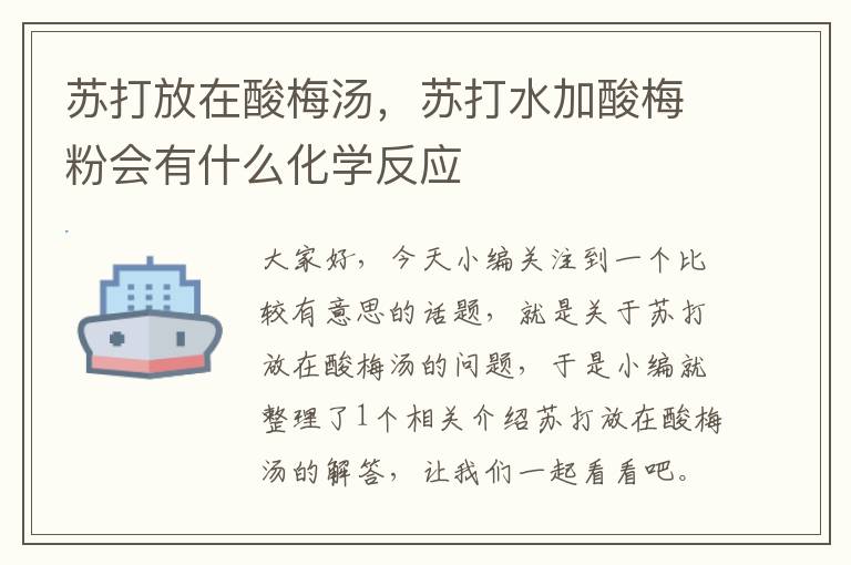 苏打放在酸梅汤,苏打水加酸梅粉会有什么化学反应