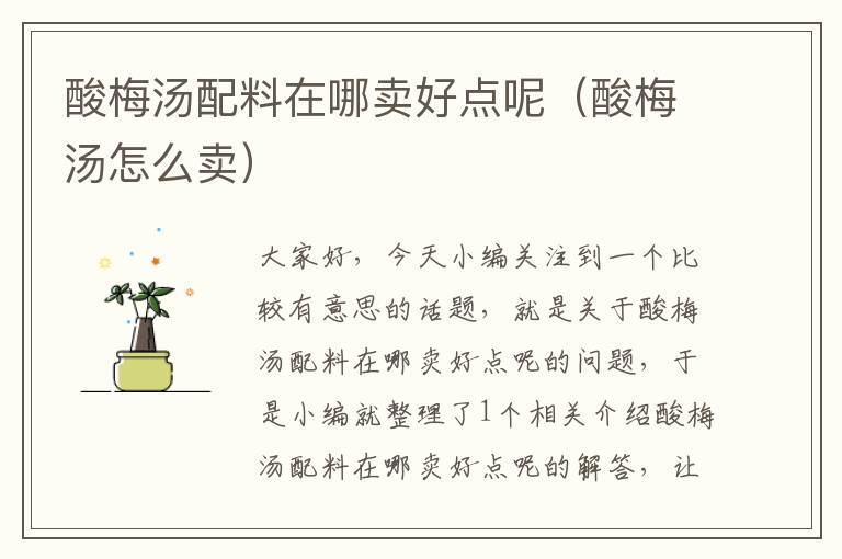 酸梅汤配料在哪卖好点呢(酸梅汤怎么卖)