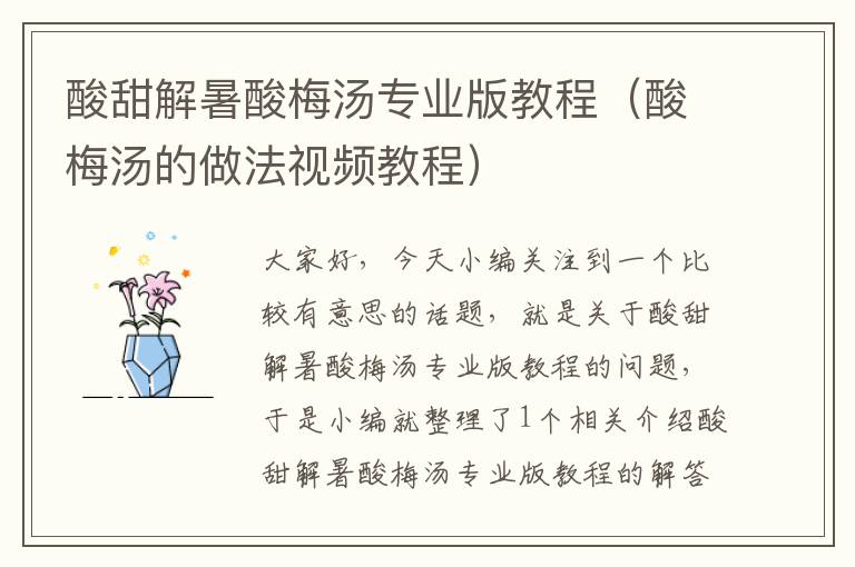 酸甜解暑酸梅汤专业版教程(酸梅汤的做法视频教程)