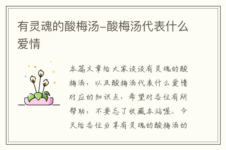 有灵魂的酸梅汤-酸梅汤代表什么爱情