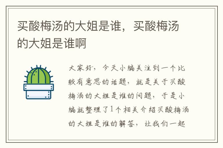 买酸梅汤的大姐是谁,买酸梅汤的大姐是谁啊