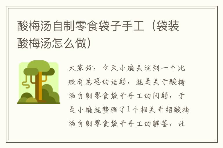 酸梅汤自制零食袋子手工(袋装酸梅汤怎么做)