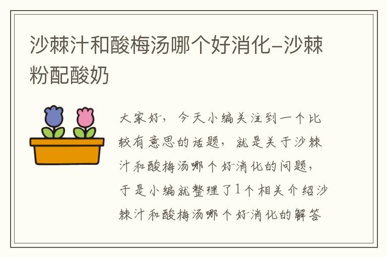 沙棘汁和酸梅汤哪个好消化-沙棘粉配酸奶