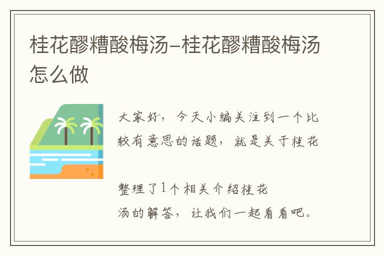桂花醪糟酸梅汤-桂花醪糟酸梅汤怎么做