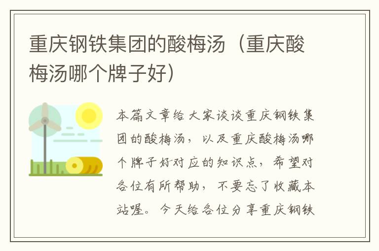重庆钢铁集团的酸梅汤(重庆酸梅汤哪个牌子好)