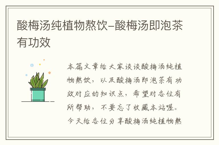 酸梅汤纯植物熬饮-酸梅汤即泡茶有功效