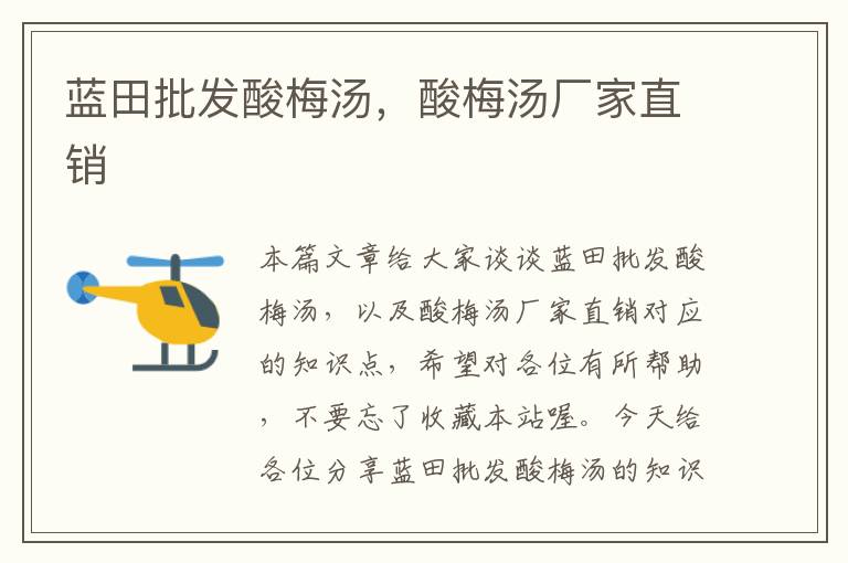 蓝田批发酸梅汤,酸梅汤厂家直销