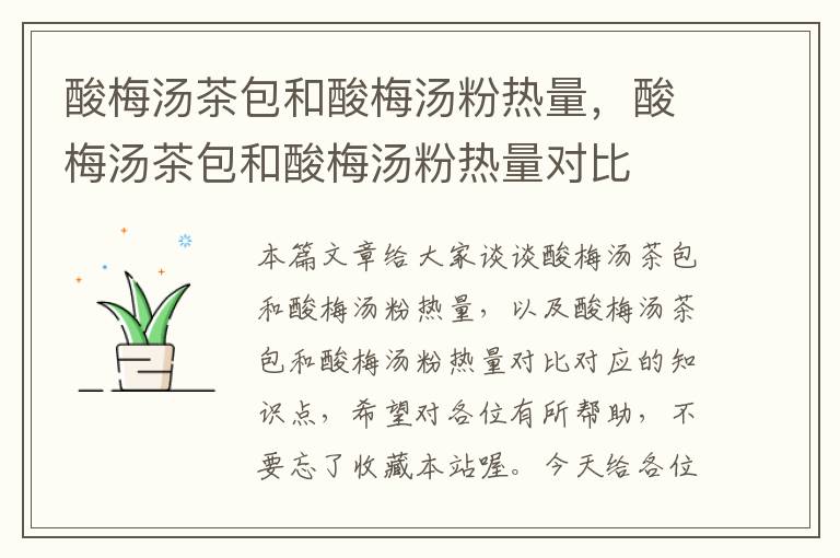 酸梅汤茶包和酸梅汤粉热量,酸梅汤茶包和酸梅汤粉热量对比