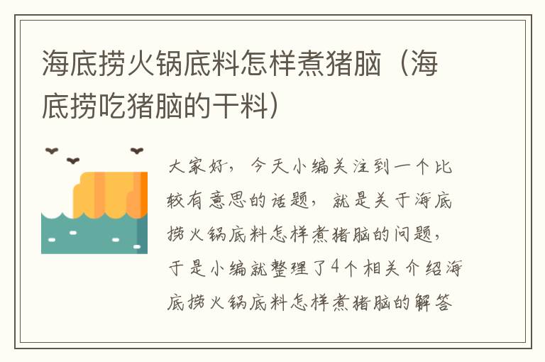 海底捞火锅底料怎样煮猪脑（海底捞吃猪脑的干料）