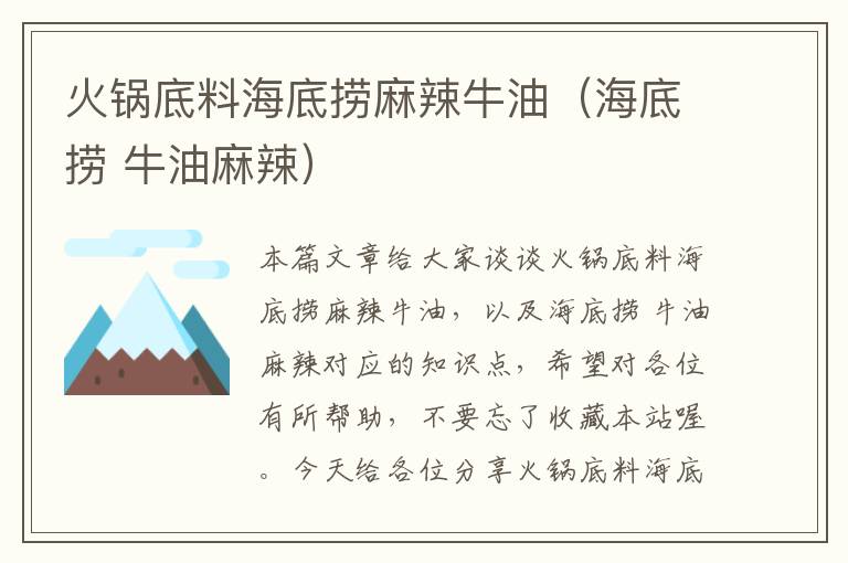 火锅底料海底捞麻辣牛油(海底捞 牛油麻辣)