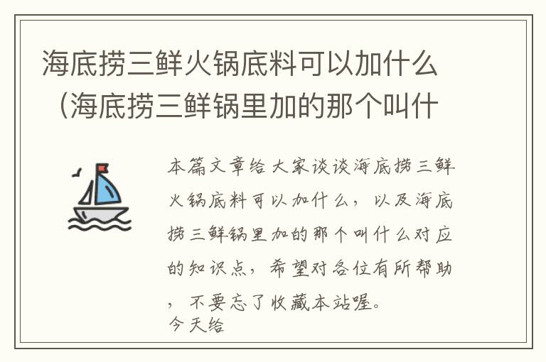 海底捞三鲜火锅底料可以加什么（海底捞三鲜锅里加的那个叫什么）