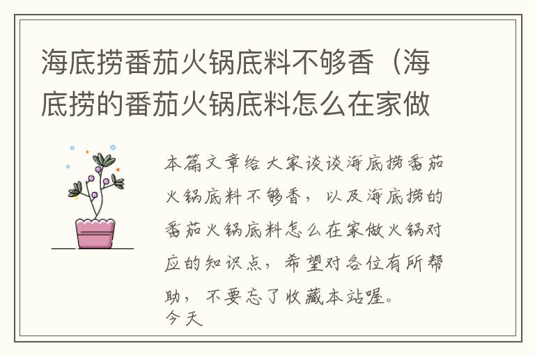 海底捞番茄火锅底料不够香(海底捞的番茄火锅底料怎么在家做火锅)