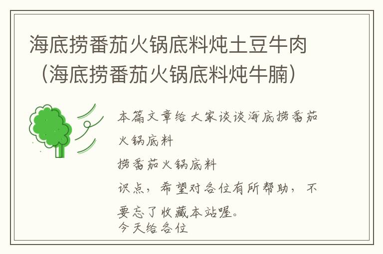 海底捞番茄火锅底料炖土豆牛肉（海底捞番茄火锅底料炖牛腩）