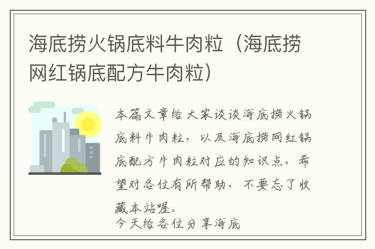 海底捞火锅底料牛肉粒（海底捞网红锅底配方牛肉粒）