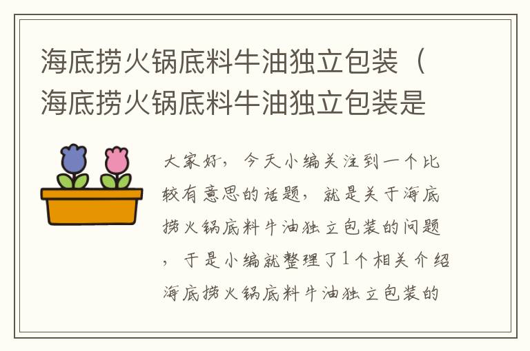 海底捞火锅底料牛油独立包装(海底捞火锅底料牛油独立包装是什么)
