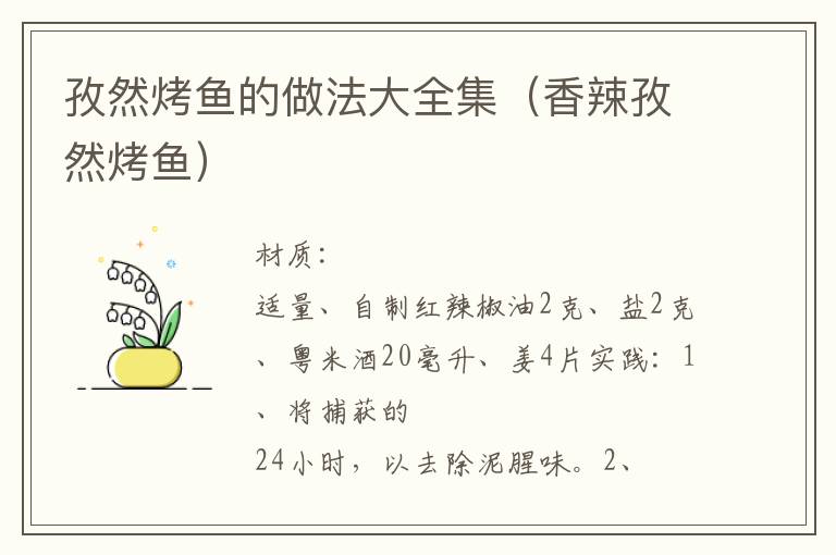 孜然烤鱼的做法大全集(香辣孜然烤鱼)