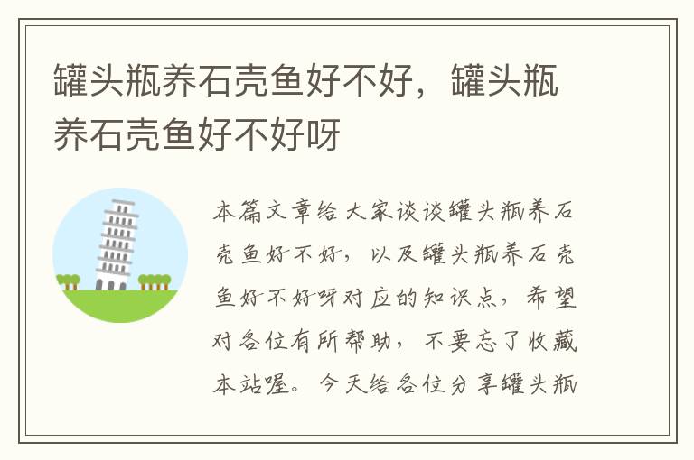罐头瓶养石壳鱼好不好,罐头瓶养石壳鱼好不好呀