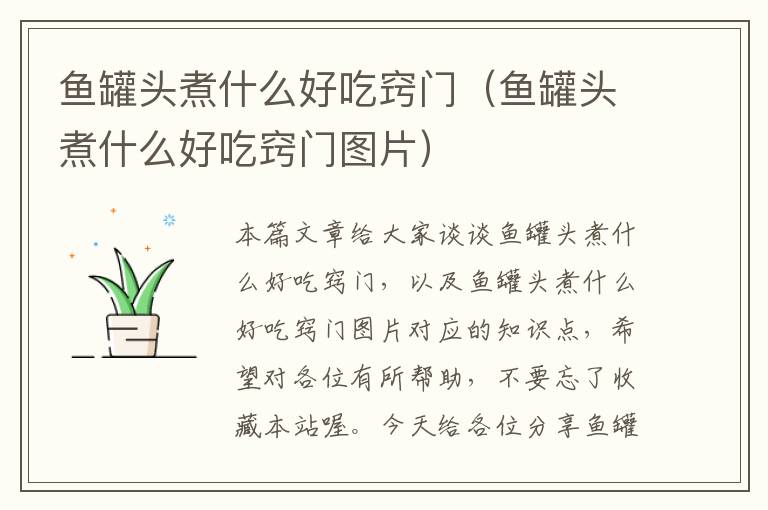 鱼罐头煮什么好吃窍门(鱼罐头煮什么好吃窍门图片)