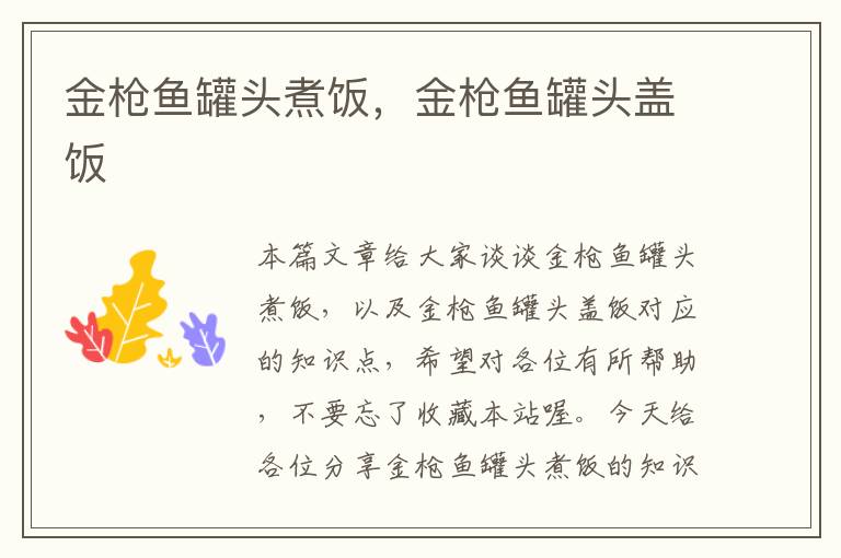 金枪鱼罐头煮饭,金枪鱼罐头盖饭