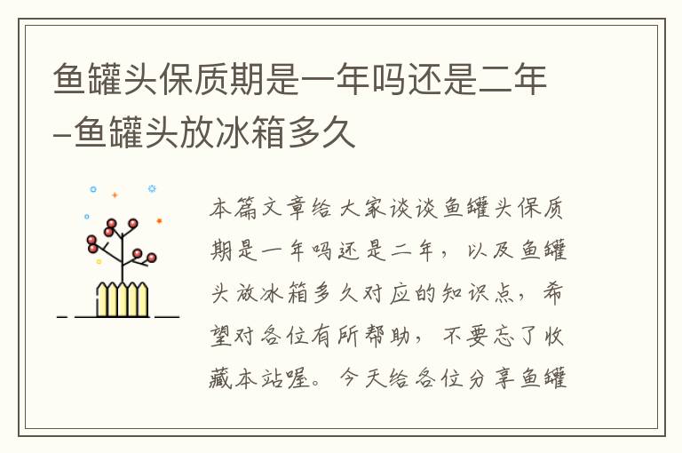 鱼罐头保质期是一年吗还是二年-鱼罐头放冰箱多久