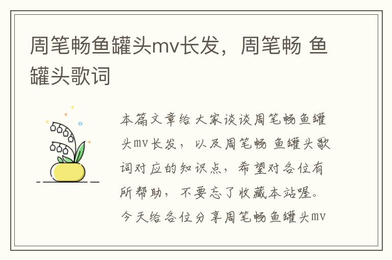 周笔畅鱼罐头mv长发,周笔畅 鱼罐头歌词
