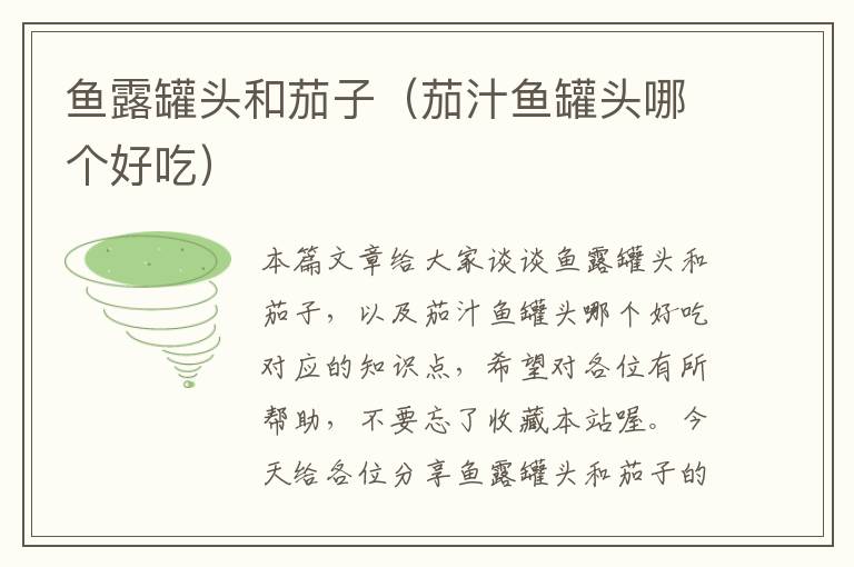 鱼露罐头和茄子(茄汁鱼罐头哪个好吃)