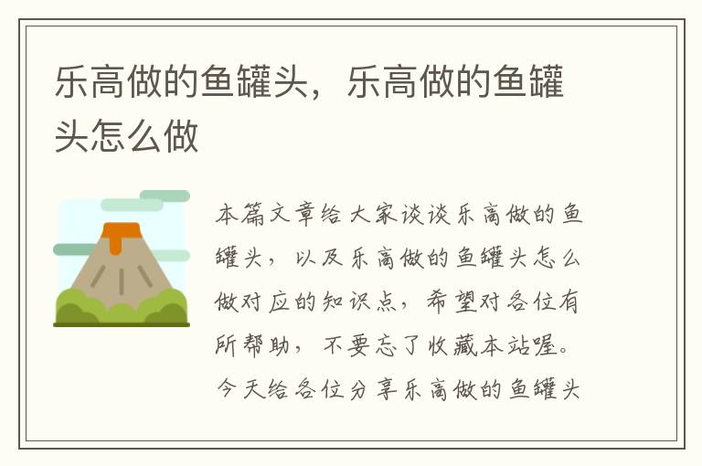 乐高做的鱼罐头,乐高做的鱼罐头怎么做