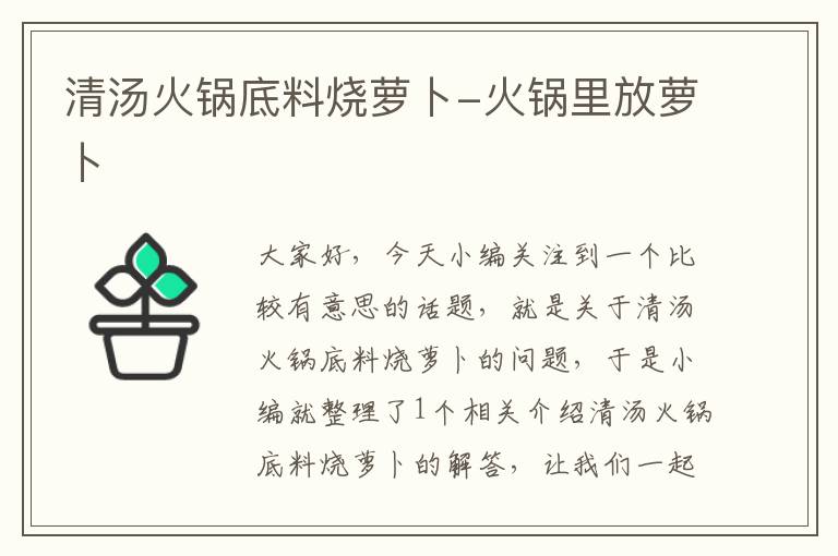 清汤火锅底料烧萝卜-火锅里放萝卜