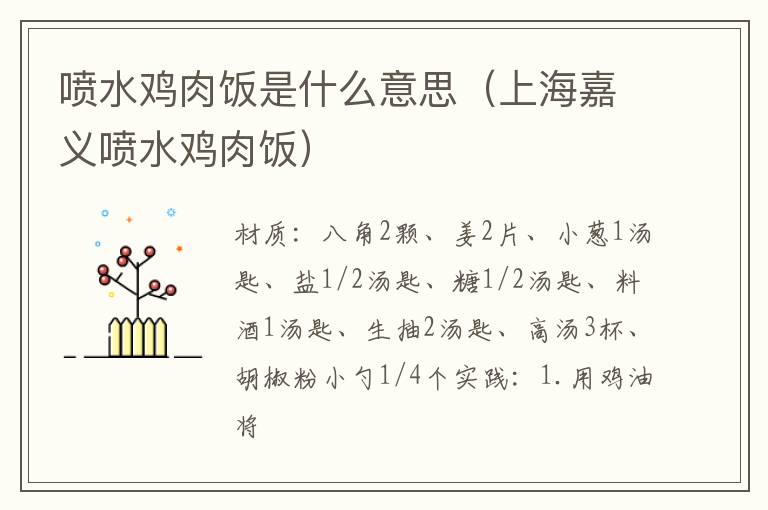 喷水鸡肉饭是什么意思(上海嘉义喷水鸡肉饭)